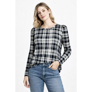 Piphany Whitney Tunic Size Medium Black Plaid Puff Sleeve Preppy School Girl